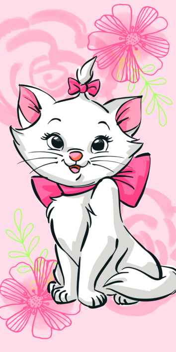 Marie Cat "Pink Flower" beach towel image 1