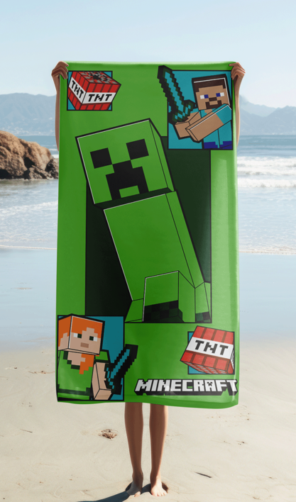 Minecraft "Creeper Coming" beach towel image 2