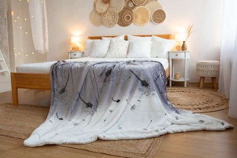 Microflanel blanket with sherpa Dandelion grey image 3