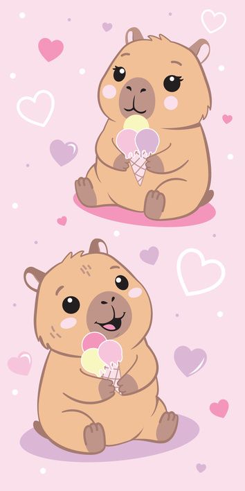 Capybara "Ice Cream" beach towel image 1