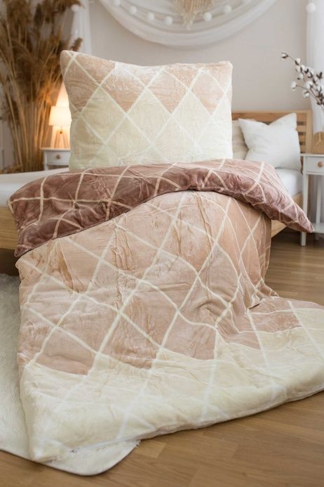 Bed set microflanel Beige diamonds image 1