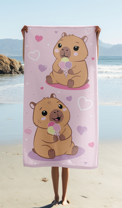 Capybara "Ice Cream" beach towel image 2