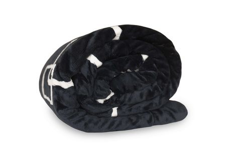 Microflanel blanket with sherpa Squares black and white image 4