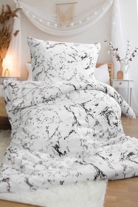 Bed set microflanel White marble image 1