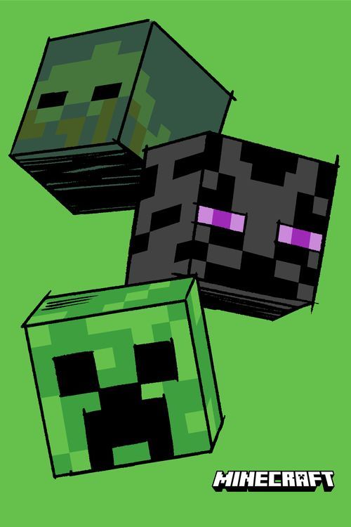 Minecraft "The Mobs" fleece blanket