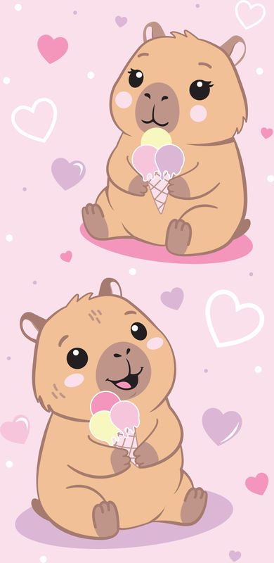 Capybara "Ice Cream" beach towel