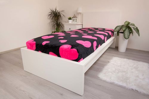 Prostěradlo mikroflanel Srdce 90x200 cm