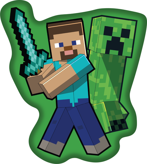 Minecraft "Steve and Creeper" tvarovaný polštářek