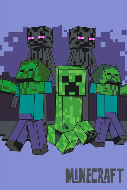Minecraft "Mobs coming for you" fleece blanket